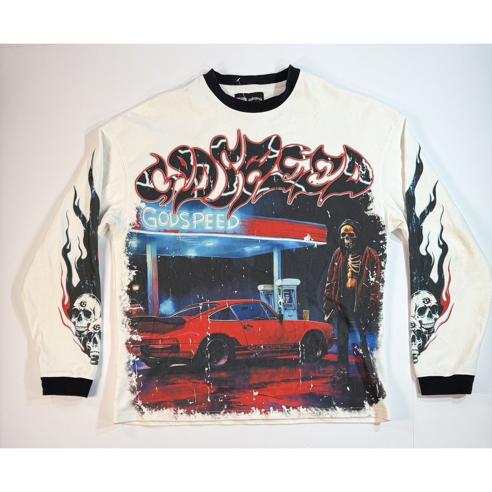 Godspeed Racing Long Sleeve Shirt XL Porsche Graphic Skull Streetwear